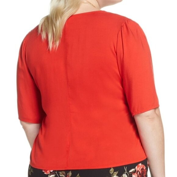 BP X Claudia Sulewski Tie Neck Red Polish Top XL - Picture 2 of 10